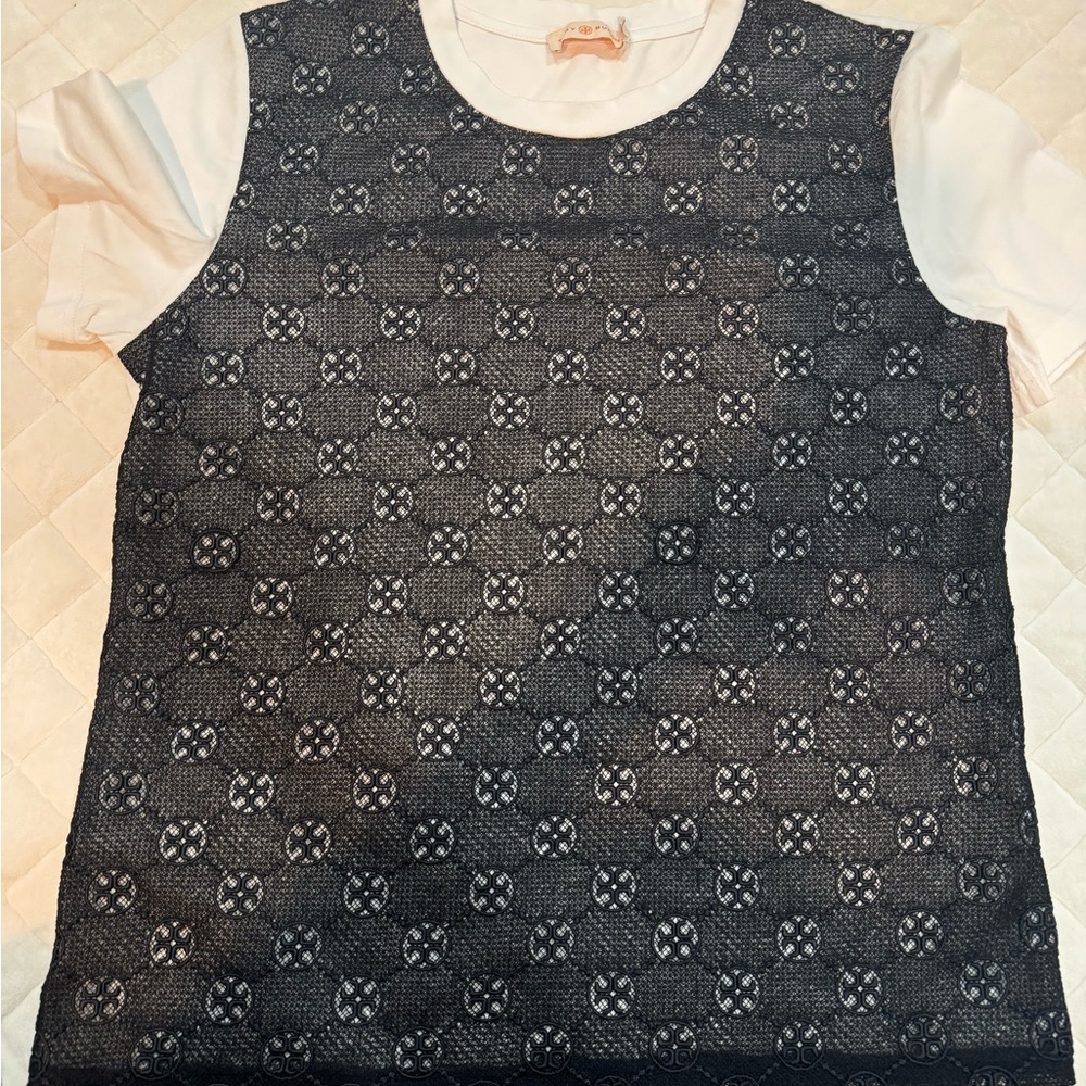Tory Burch Black and White Textured Top